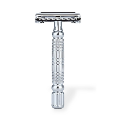 Burke Avenue® Stainless Steel Butterfly Razor – classic safety razor handle with premium grip